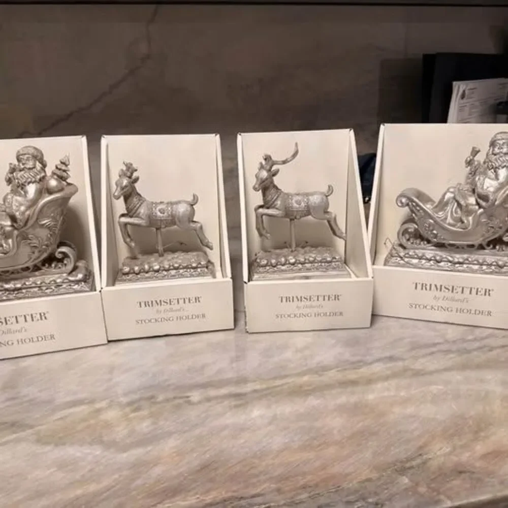 Reindeer and Santa Stocking Holders Trimsetter by Dillard’s BNIB over $100 retai